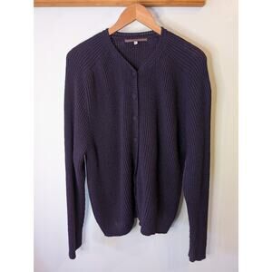 Peruvian Connection Baby Alpaca Wool Cardigan Purple Chunky Knit AS-IS L